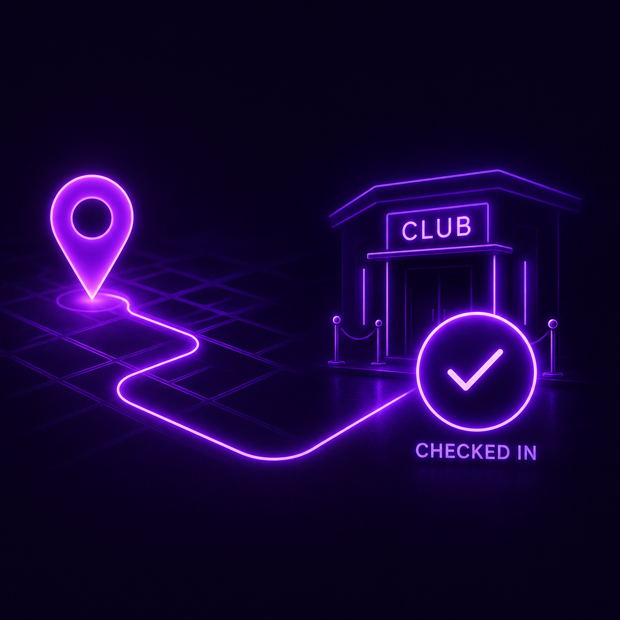 Nitelive use case showing navigation and venue check-in